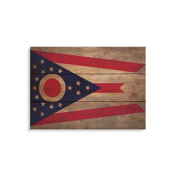 Wile E. Wood 15 x 11 in. Ohio State Flag Wood Art FLOH-1511